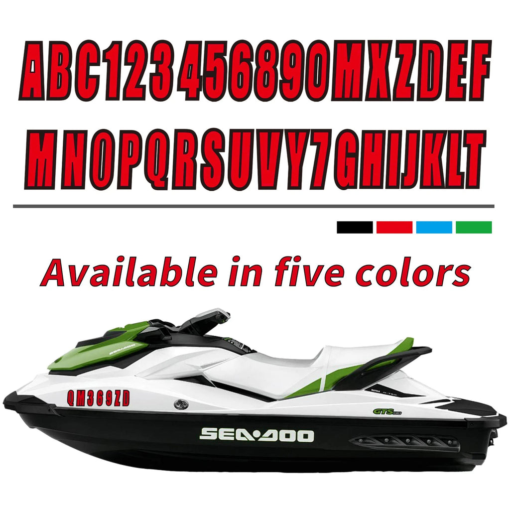 Set of 4 Decals for Watercraft Registration Numbers (3")