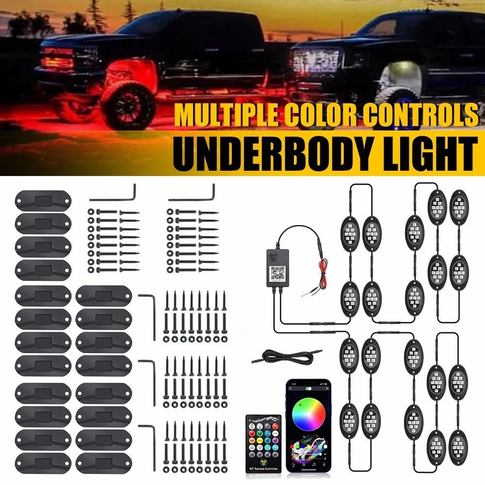 20x RGB LED Rock Lights for Offroad Vehicles (APP Control)