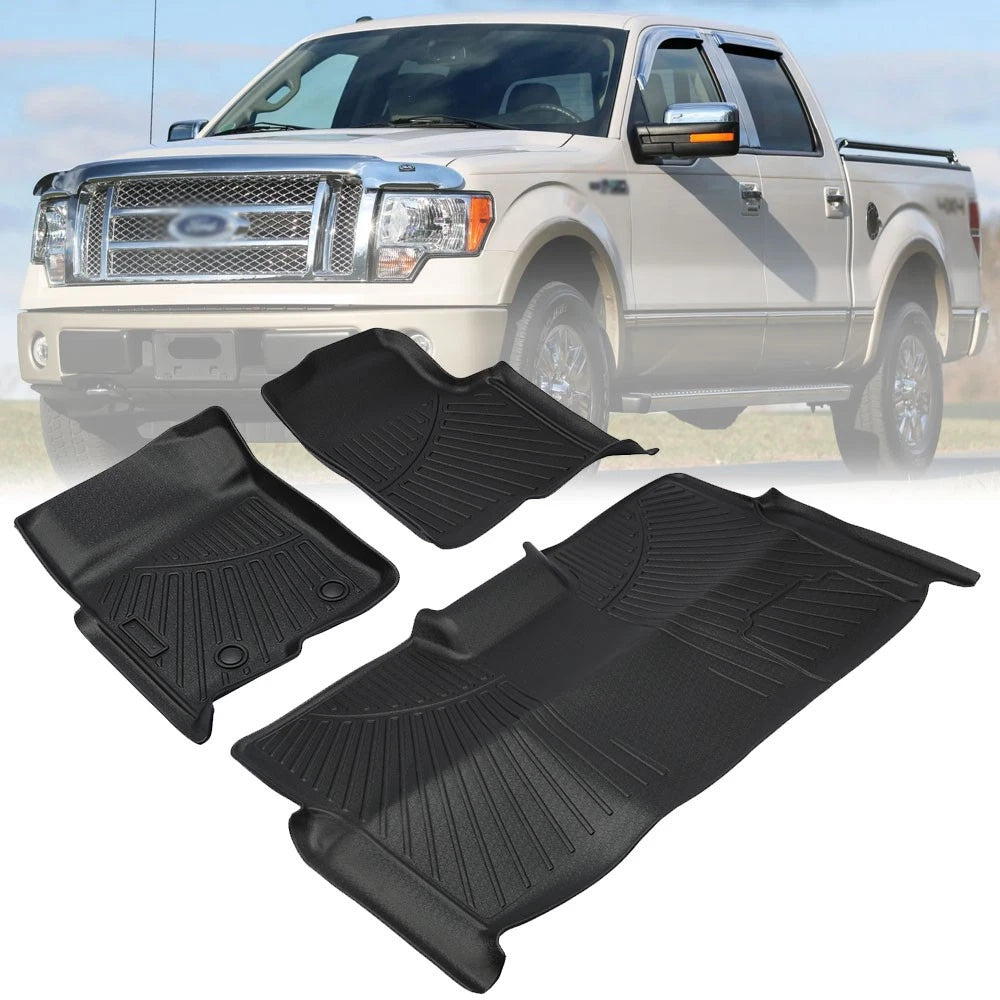 Set of 2 Floor Mats for Ford F-150 Super Crew Cab (2010–2014) TPE Waterproof