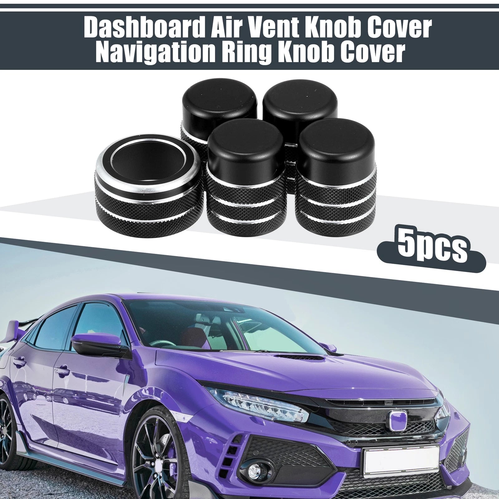 5X Air Vent Knob Trim Cover with GPS Navigation for Honda Civic (2022)