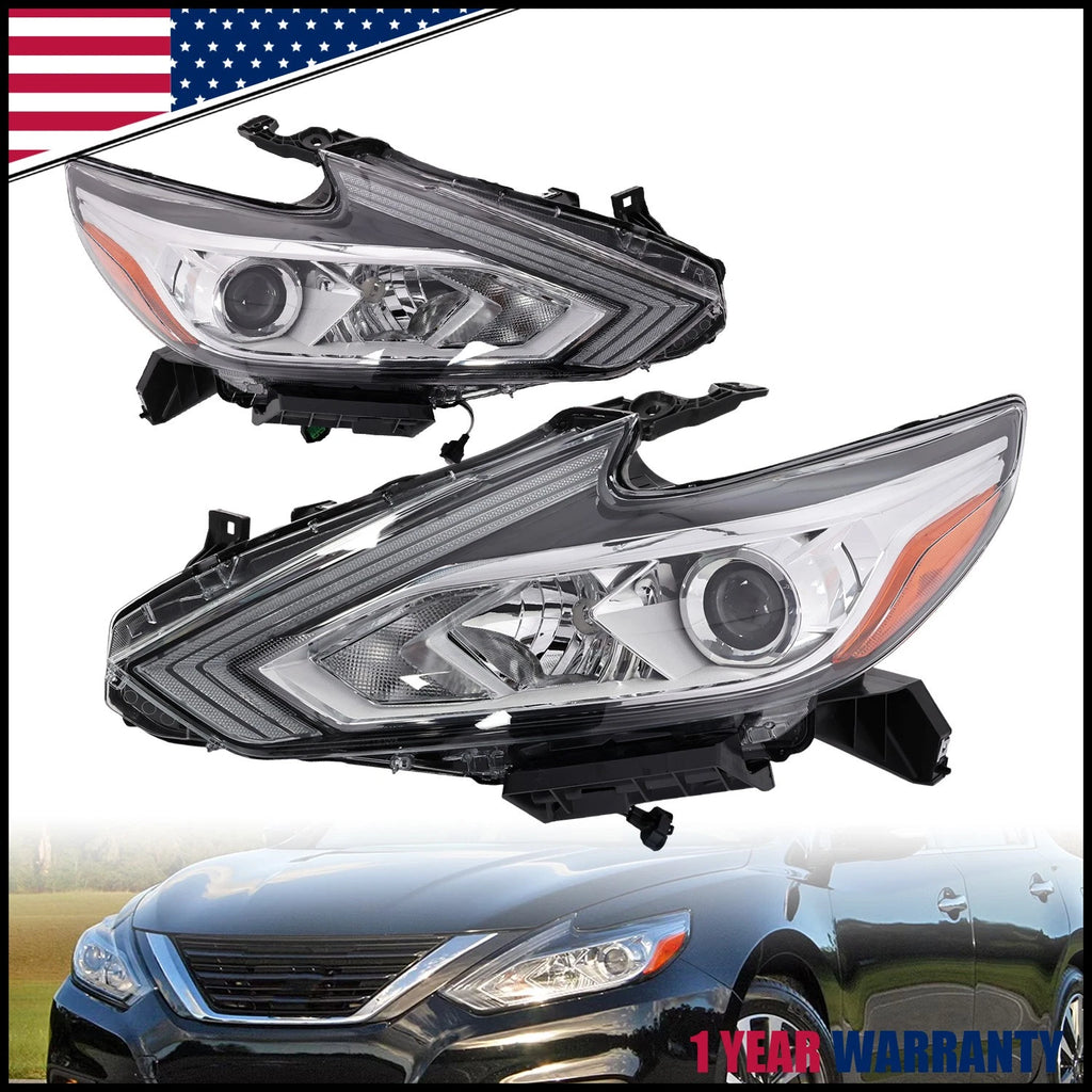 Headlight Assembly Set of 2 for Nissan Altima (2016–2018) Halogen