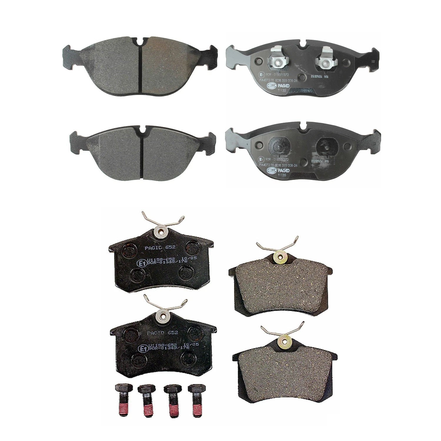 Set of 4 Hella Low-Met Disc Brake Pads for Audi TT Quattro, Volkswagen R32