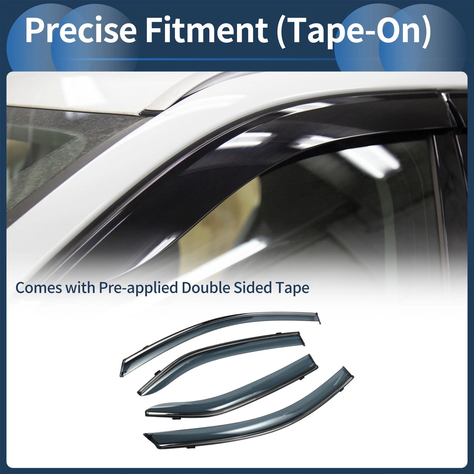 Set of 4 Window Deflectors for Toyota Camry (2007–2011) Black Vent Visors