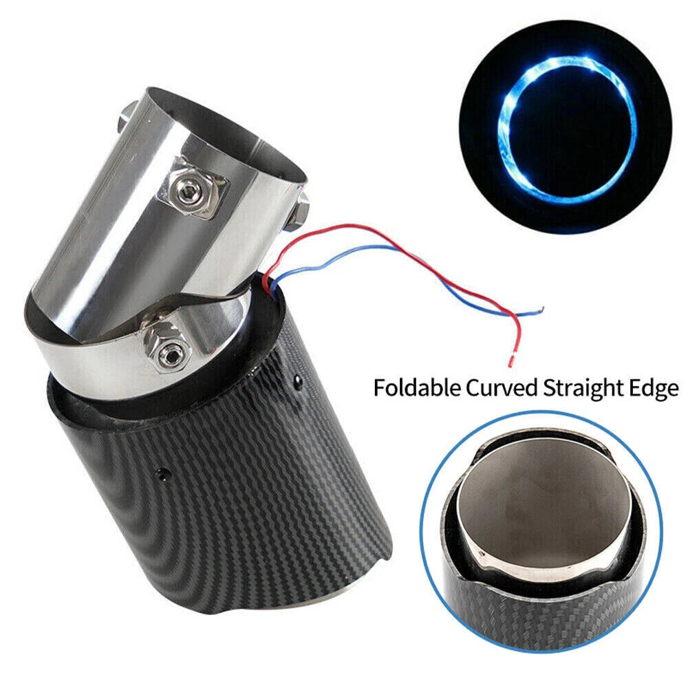 LED Muffler Tip Tail Pipe for Universal Cars - Carbon Fiber Curved