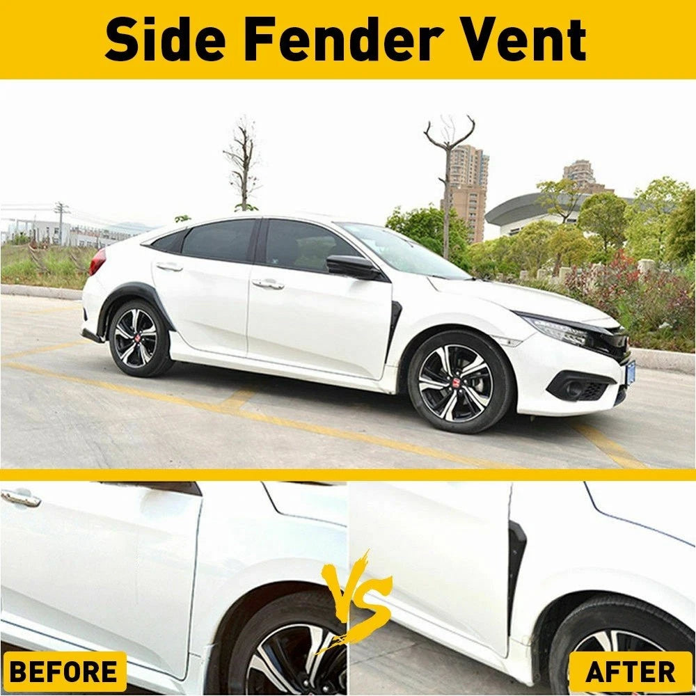 2X Glossy Black ABS Side Fender Vent Covers for Universal Fit (2010–2023)