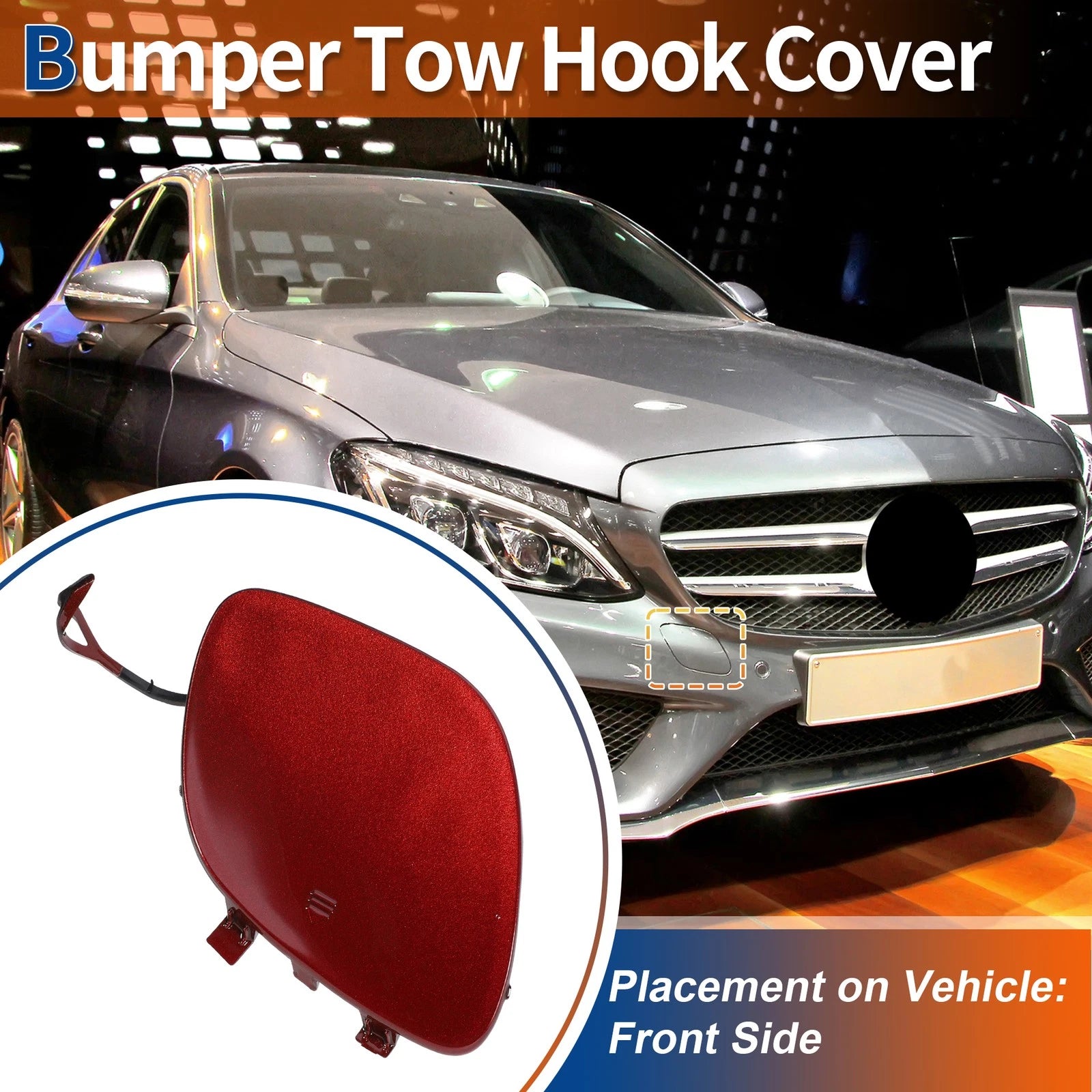 Tow Hook Cover for Mercedes-Benz C300 (2015–2018) No.A2058850024 Red