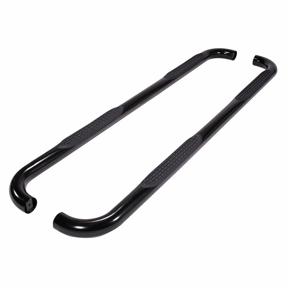 Black 3in Steel 90 Deg Round Bent w/Pads Step Nerf Bar for 19 Ram 1500 Crew Cab