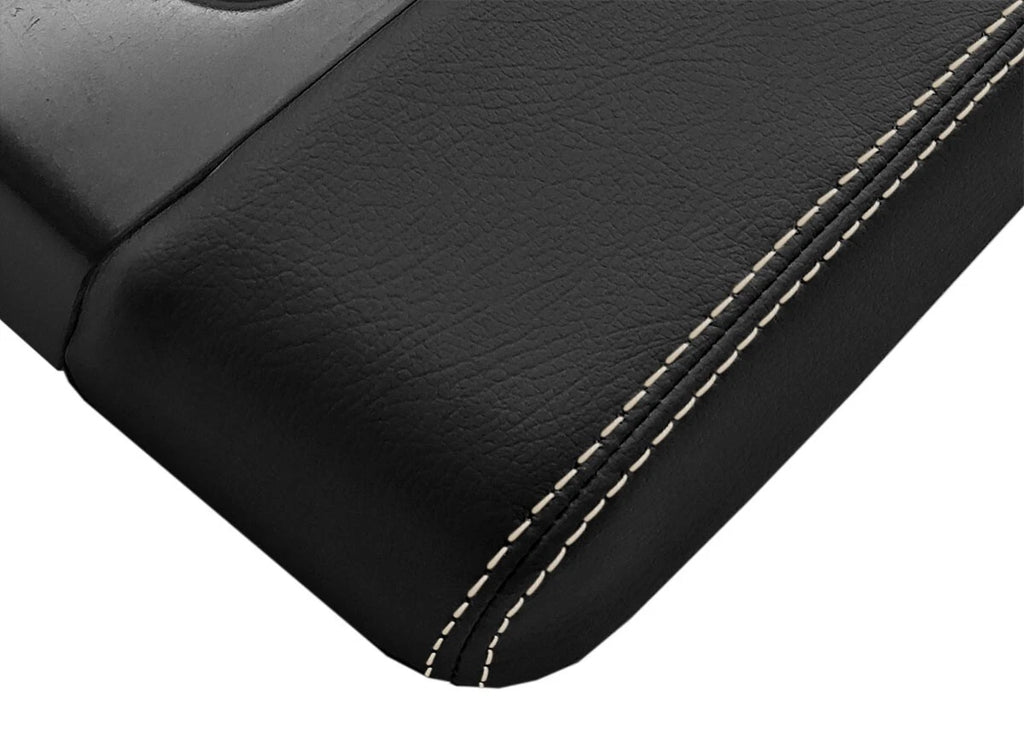 Leather Console Lid Armrest Cover for Chevrolet Silverado (2014–2020) Beige Stitch