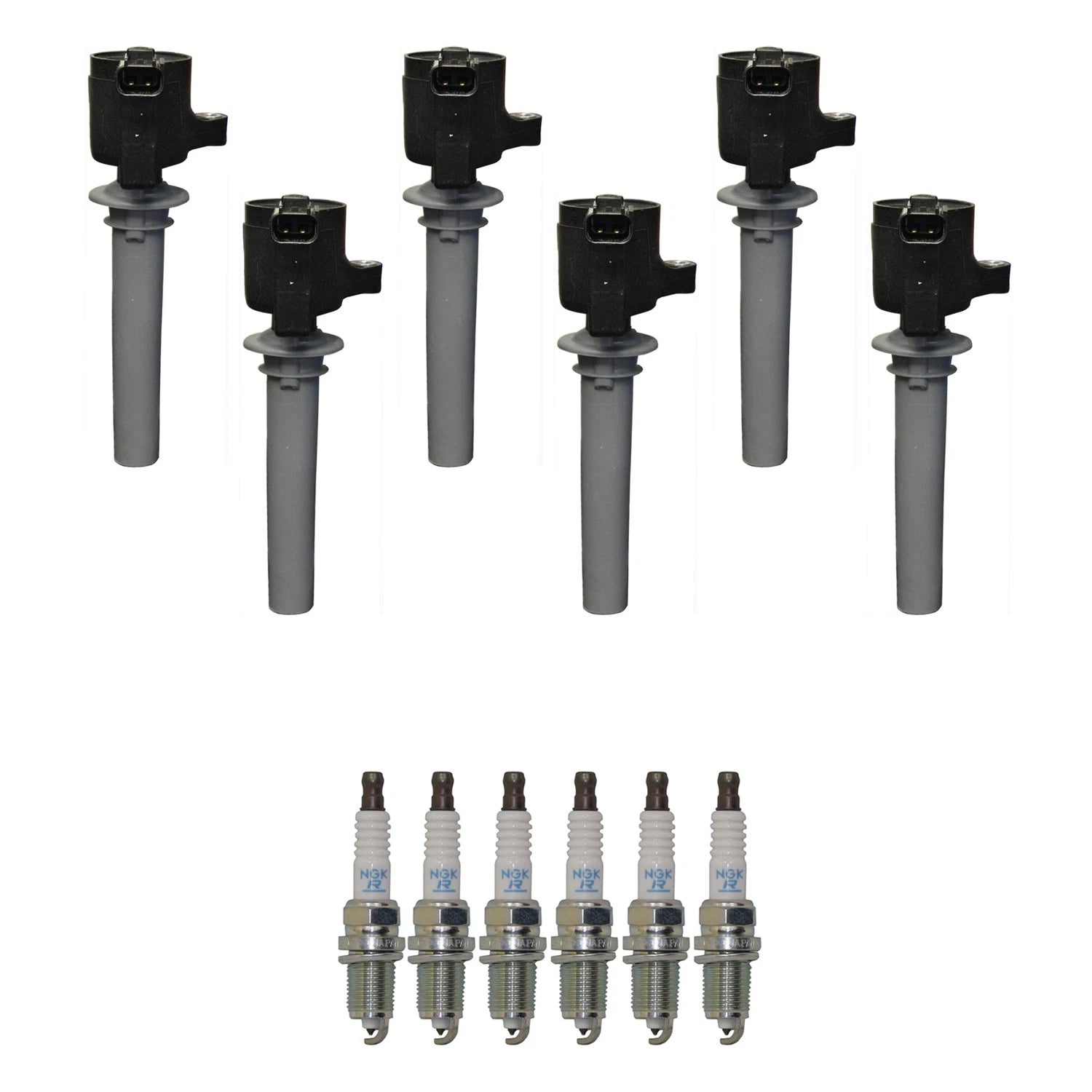 Set of 6 Ignition Coils & NGK Platinum Spark Plugs for Ford Escape (2001–2007)
