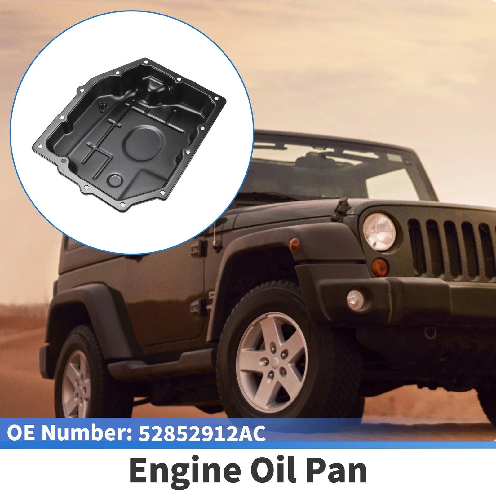 1 Pc Engine Oil Pan No.52852912AC for Jeep Wrangler (2003–2011) Iron Black