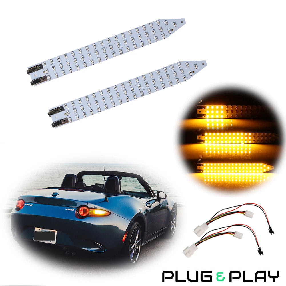Set of 2 Amber Full LED Sequential Side Blinker Lights for Mazda MX-5 ND
