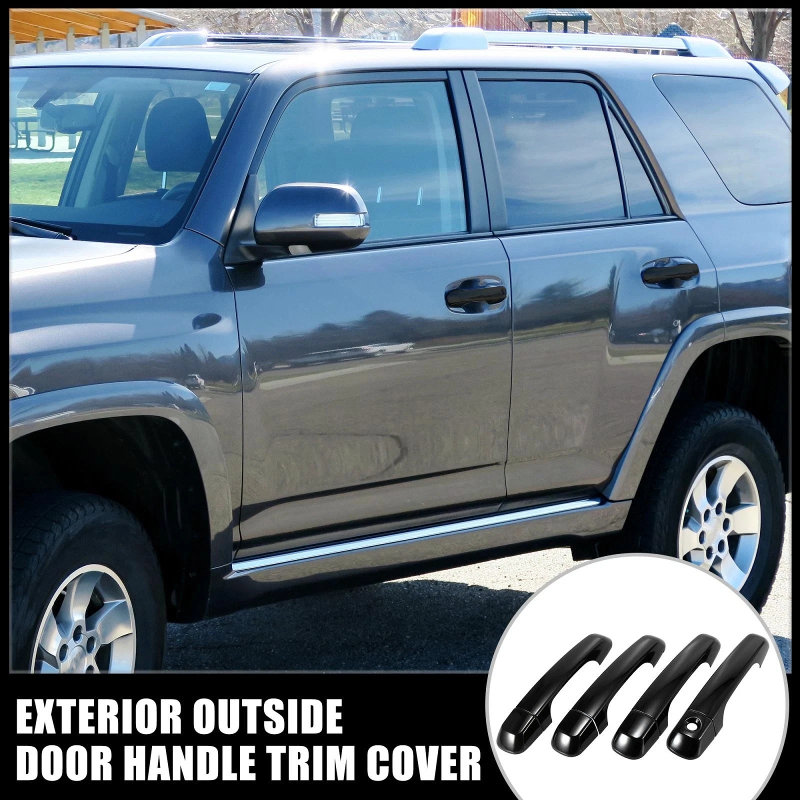 Set of 4 ABS Front Rear Exterior Door Handle Trim Covers for Toyota 4Runner (2010–2019)