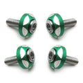 Set of 4 Silver Tone Round Green 6mm License Plate Frame Screws for Auto Motorcycle