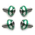 Set of 4 Silver Tone Round Green 6mm License Plate Frame Screws for Auto Motorcycle