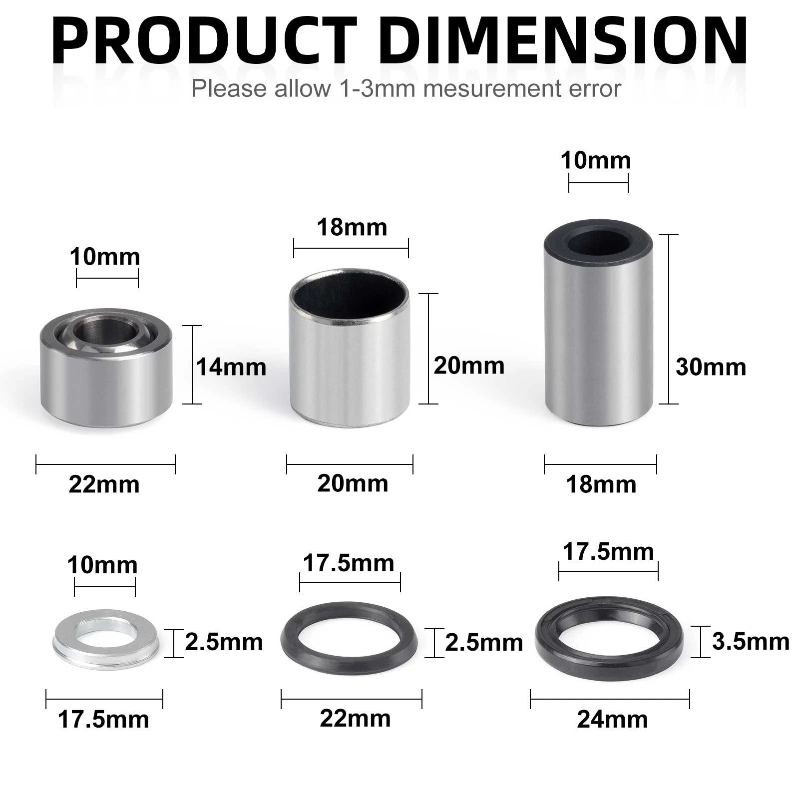 Front Upper Lower Shock Bushing Kit for Honda Sportrax 400 TRX400EX (1999-2004)
