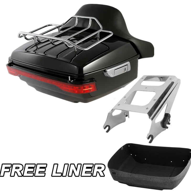 Trunk Luggage Backrest Pad Light Mount Rack for Harley Road Glide (2009–2013)