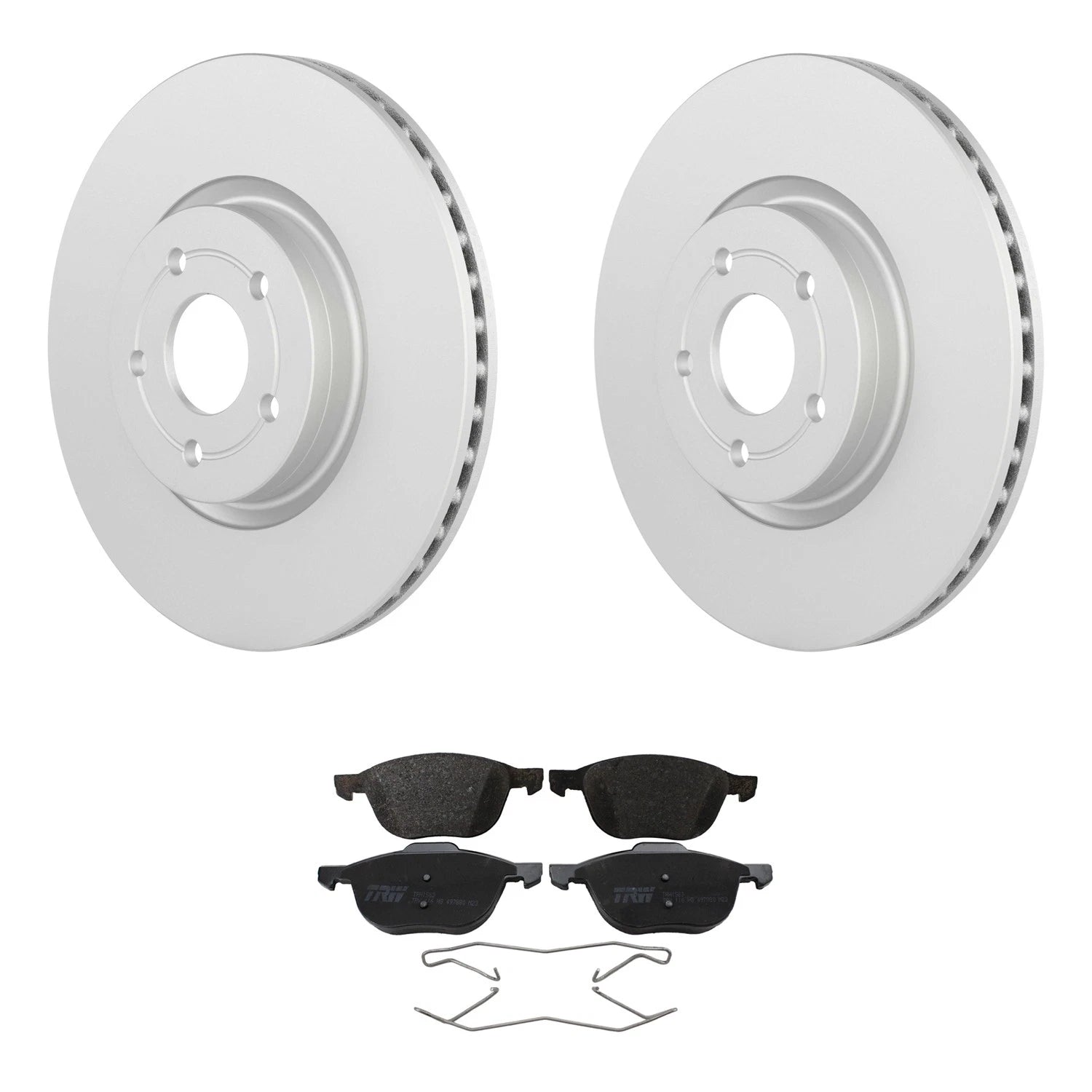 Set of 4 Bosch QuietCast Rotors & TRW Disc Brake Pads for Ford Focus (FWD)