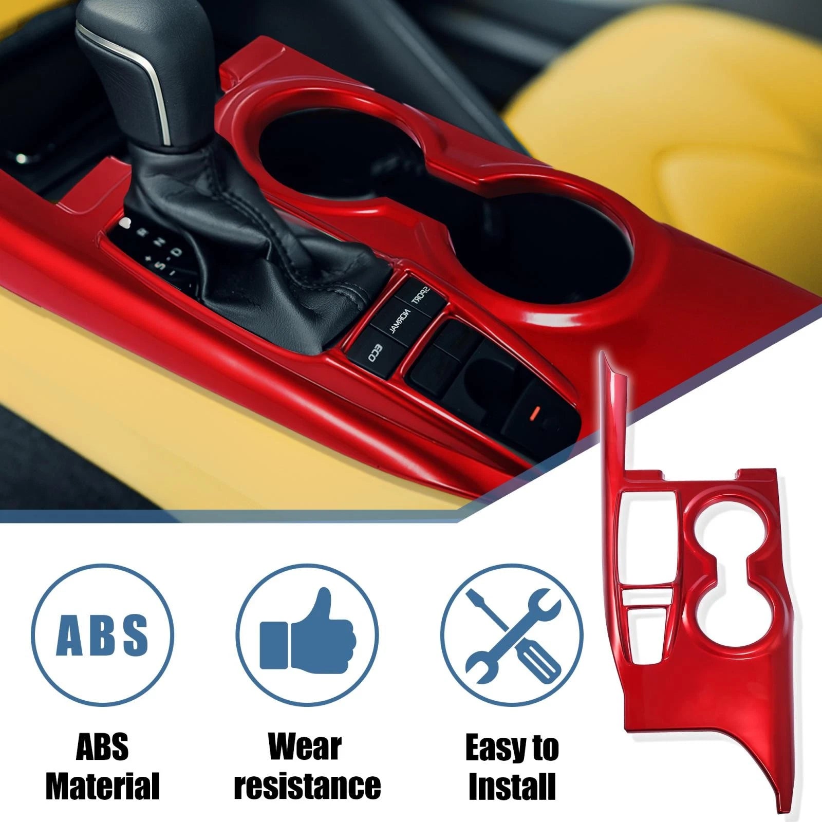 Gear Shift Frame Console Panel Trim Cover for Toyota Camry (2018–2023) Red