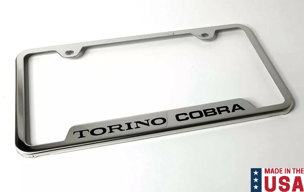 Chrome License Plate Frame with Laser Engraved Emblem for Ford Torino Cobra (1968–1971)