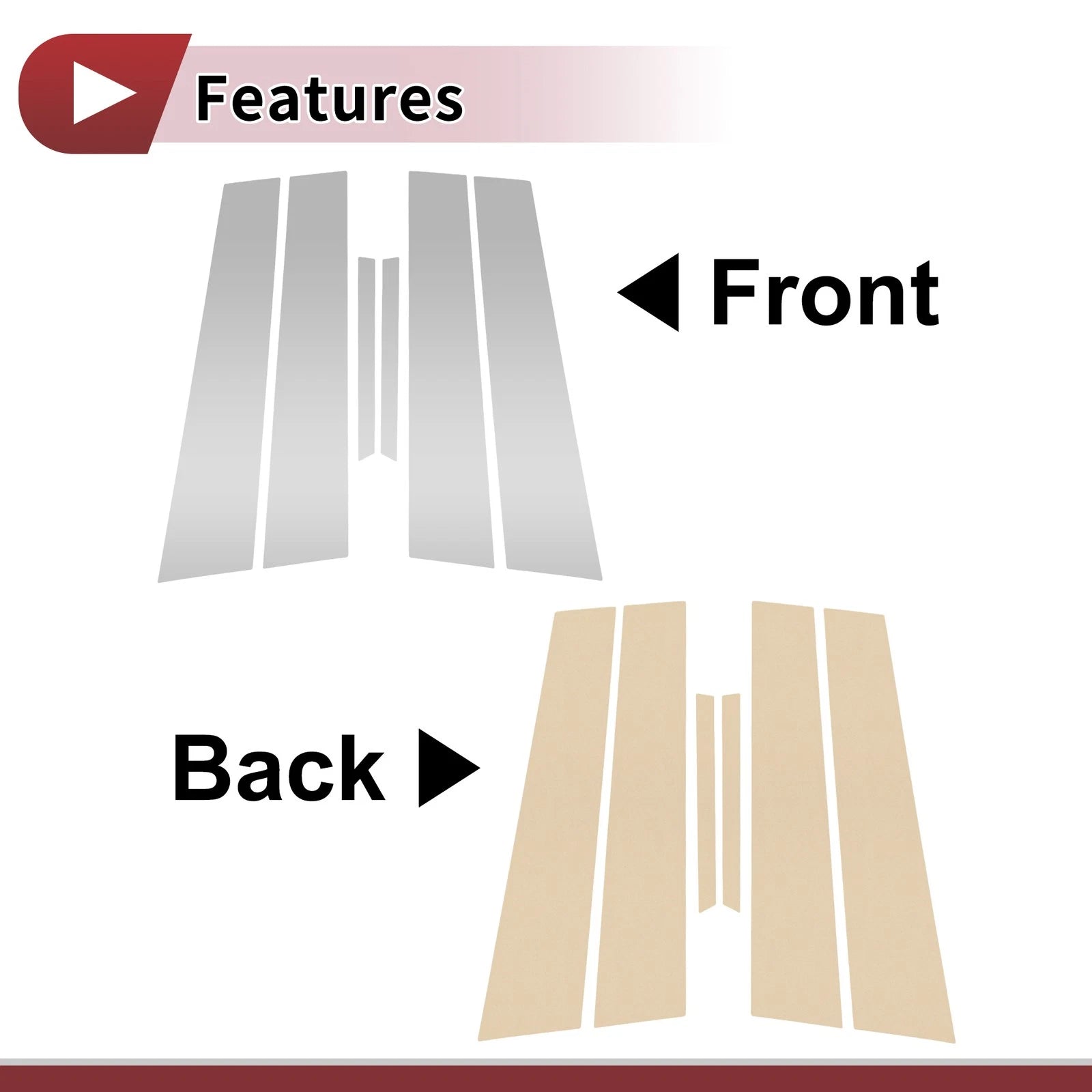 Set of 6 Car Door Pillar Window Trim for Toyota Reiz (2010–2016) Chrome