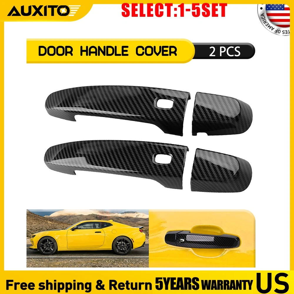 Set of 2 Smart Key Hole Carbon Fiber Door Handle Covers for Chevrolet Camaro (2016–2023)
