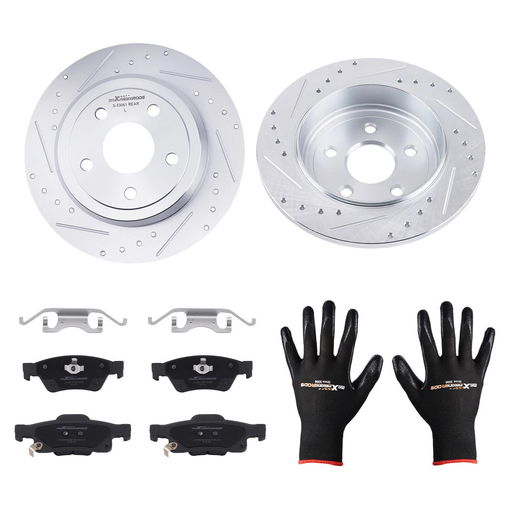 Set of 2 Rear Brake Rotors and Ceramic Pads for Dodge Durango (2011-2020)