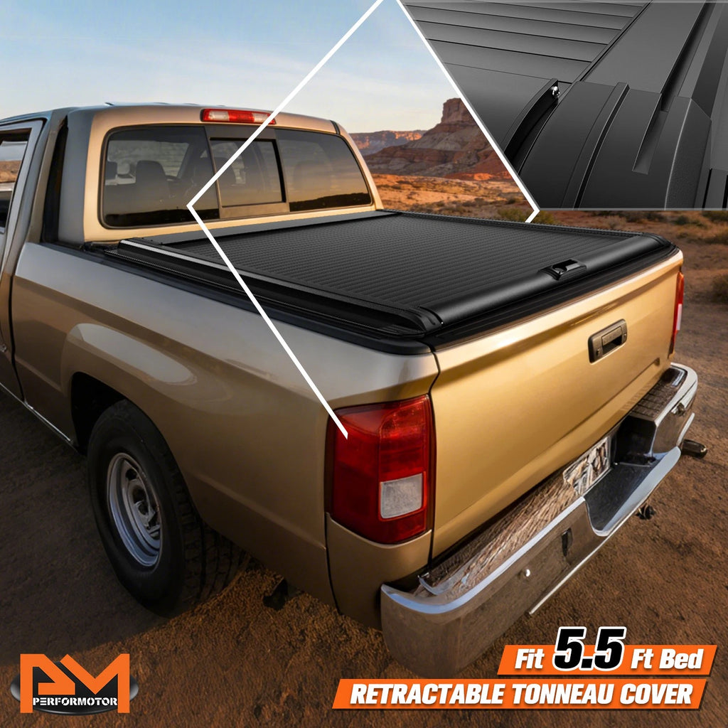 Retractable Tonneau Cover for Toyota Tundra 5.5Ft Bed (2014–2021) w/ 2x Rails