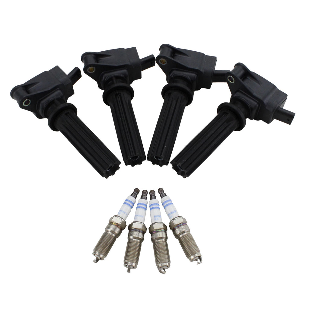 Set of 4 Ignition Coils & 4 Iridium Spark Plugs for Ford L4
