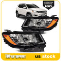 Headlight Assembly for Jeep Compass (2017–2021) Halogen Black Reflector