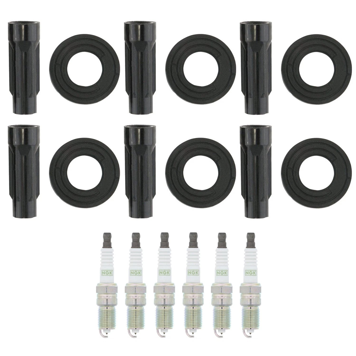 NGK 6 G-Power Platinum Spark Plugs & Denso Coil Boots Kit for Ford Escape (2001–2007)