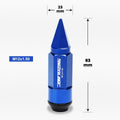 Set of 20 M12X1.5 Blue JDM Cone Spiked Cap Wheel Lug Nuts + Extension 23mmx83mm