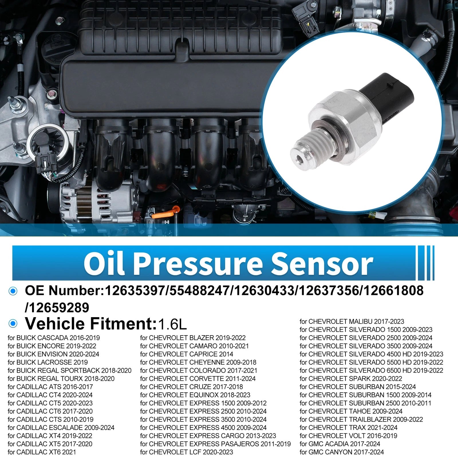 Engine Oil Pressure Sensor No.12635397/55488247 for Buick Cascada (2016–2019)