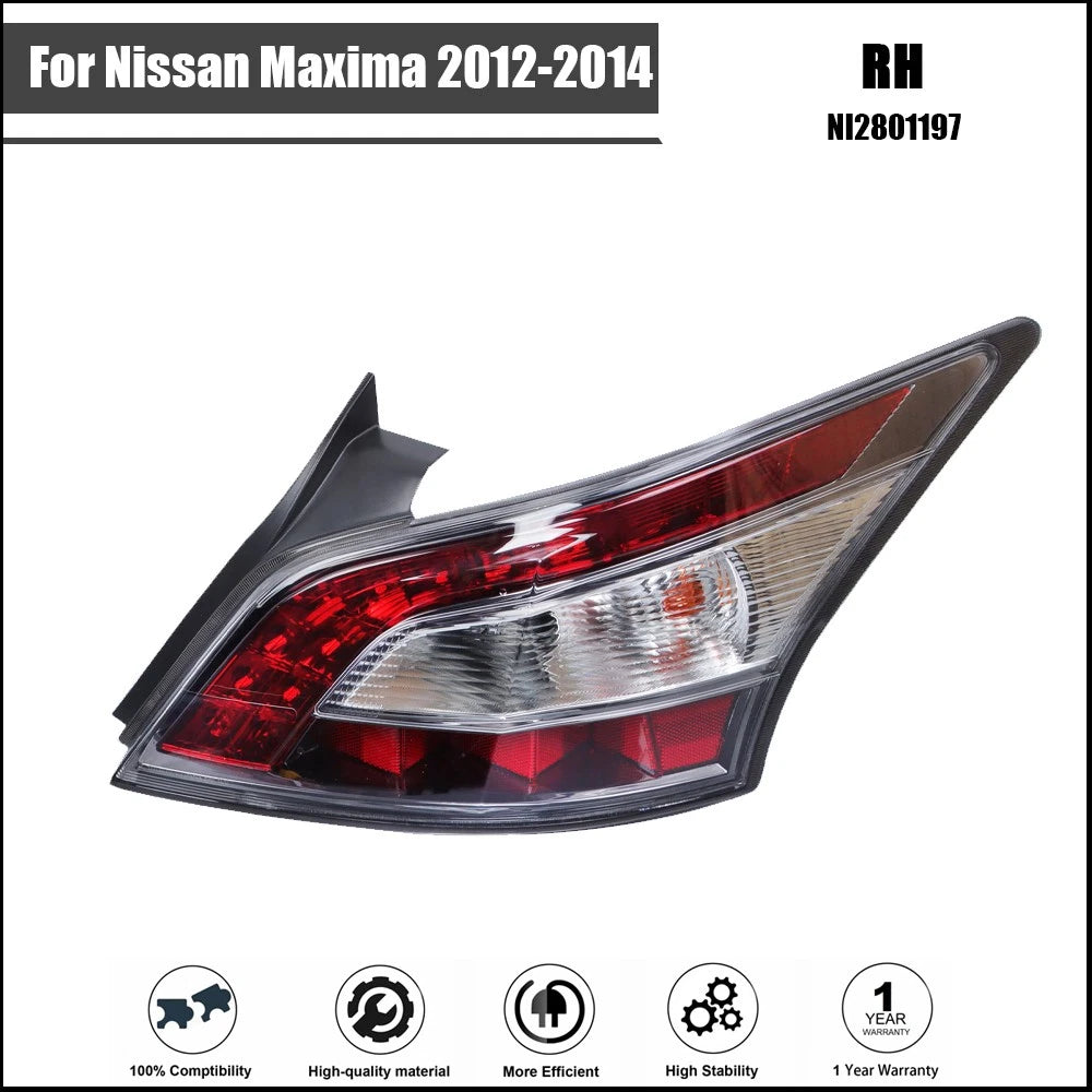 Tail Light Assembly for Nissan Maxima (2012–2014) Chrome Right Side Red
