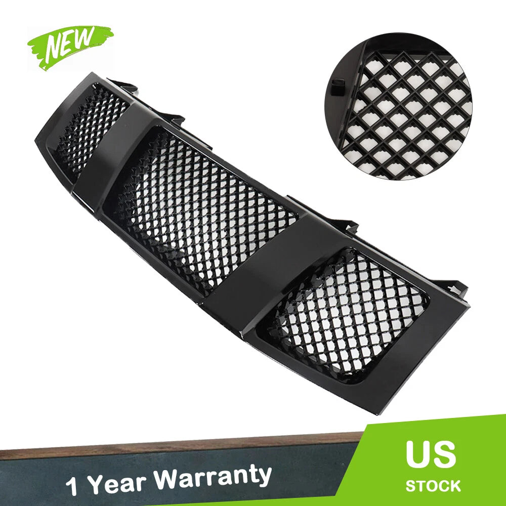 Front Upper Grille Replacement Set for Nissan Titan Armada (2004–2007) Gloss Black