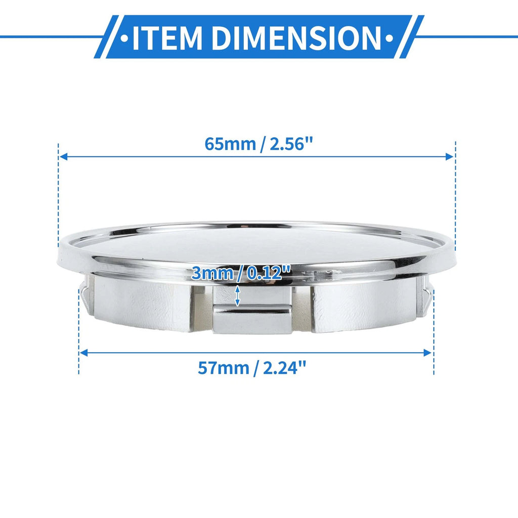 Set of 4 Wheel Hub Center Caps for Volkswagen Golf (2015–2021) 65mm Chrome