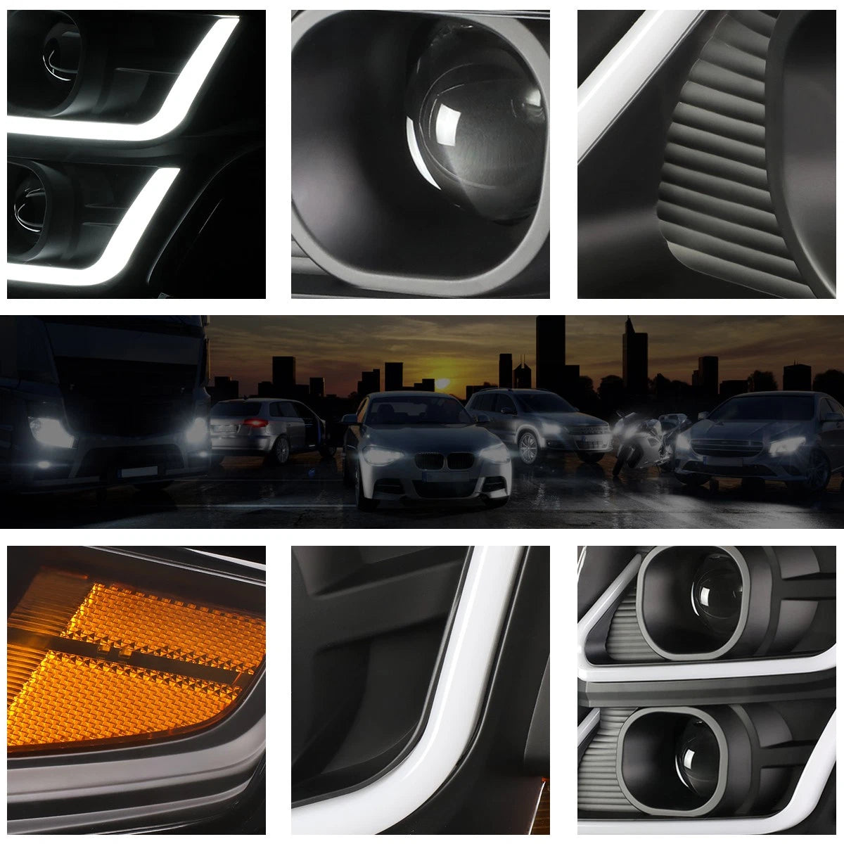 3D LED DRL Projector Headlight for Chevy Suburban/Tahoe (2015–2020)
