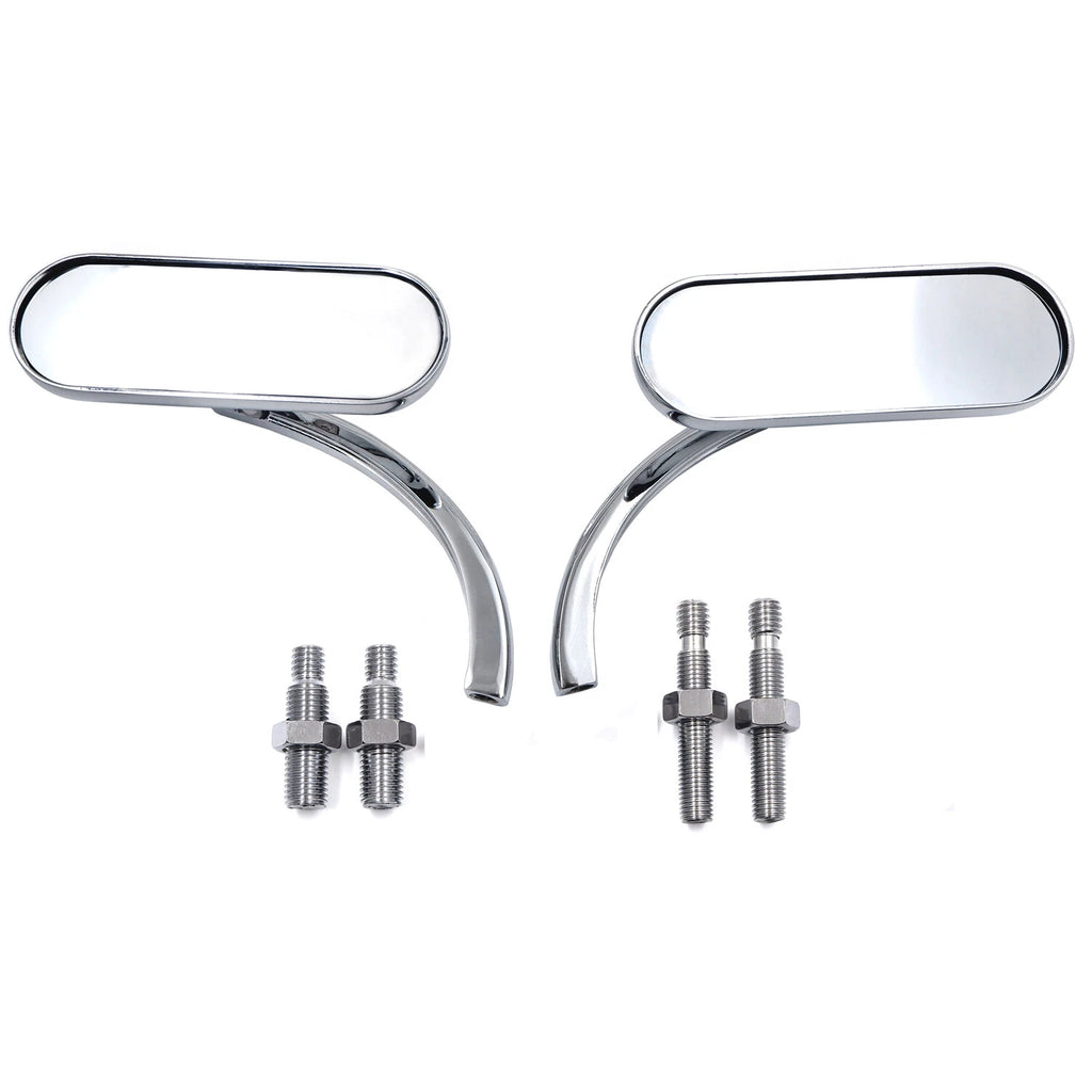 Chrome Oval Mirrors for Kawasaki Vulcan, Honda Rebel, Shadow 600/750, VTX 1300/1800