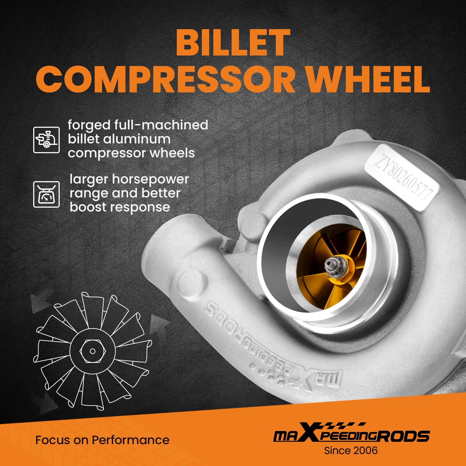 T3/T4 Billet Turbo .63 A/R T04E 400+HP w/ Oil Return Feed Lines Kit