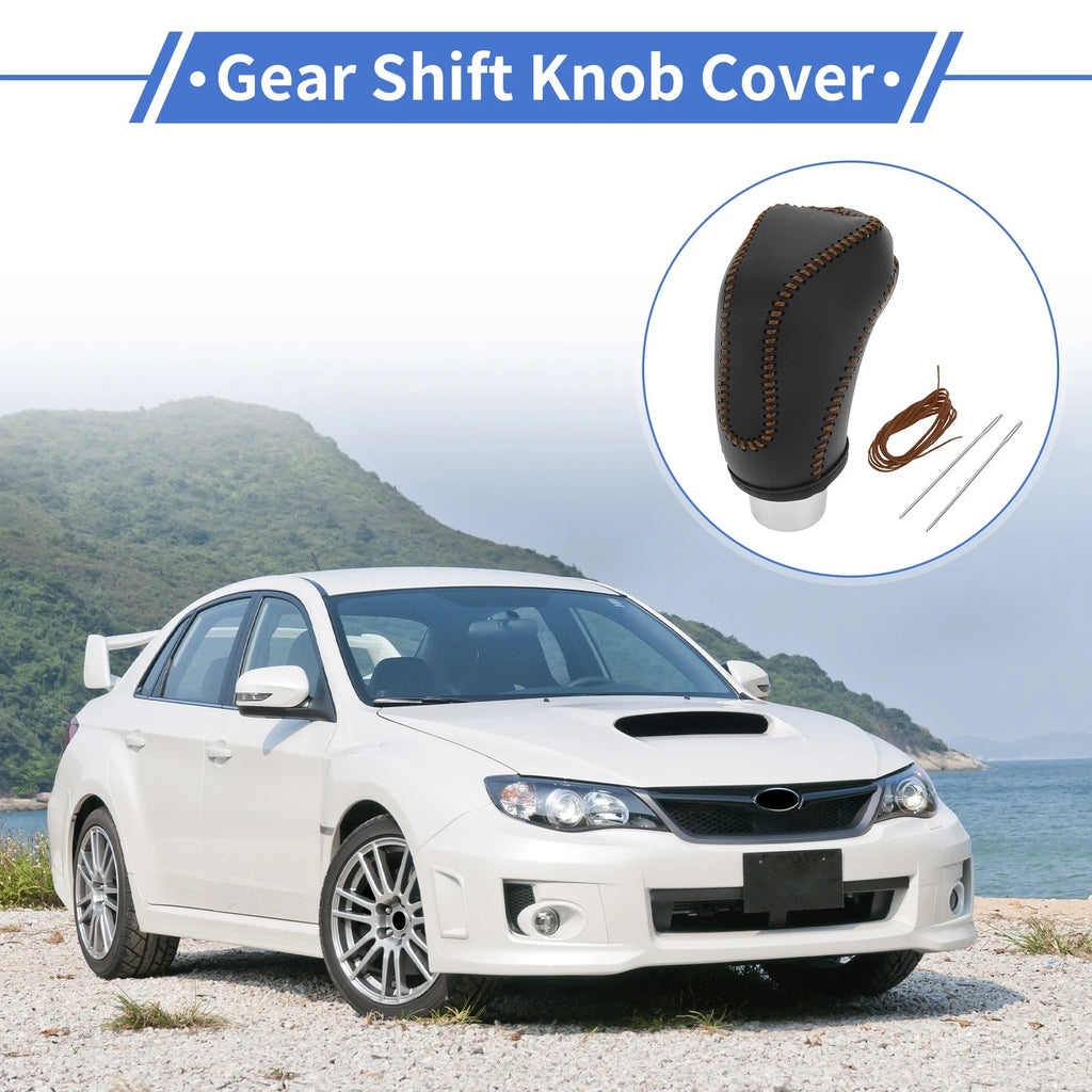 Set of 1 Gear Shift Knob Cover for Subaru Impreza  Black Brown Faux Leather