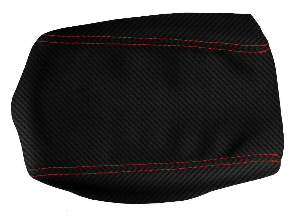 Console Lid Armrest Cover for Lexus ES350 (2007–2009) Carbon Fiber Red Stitch