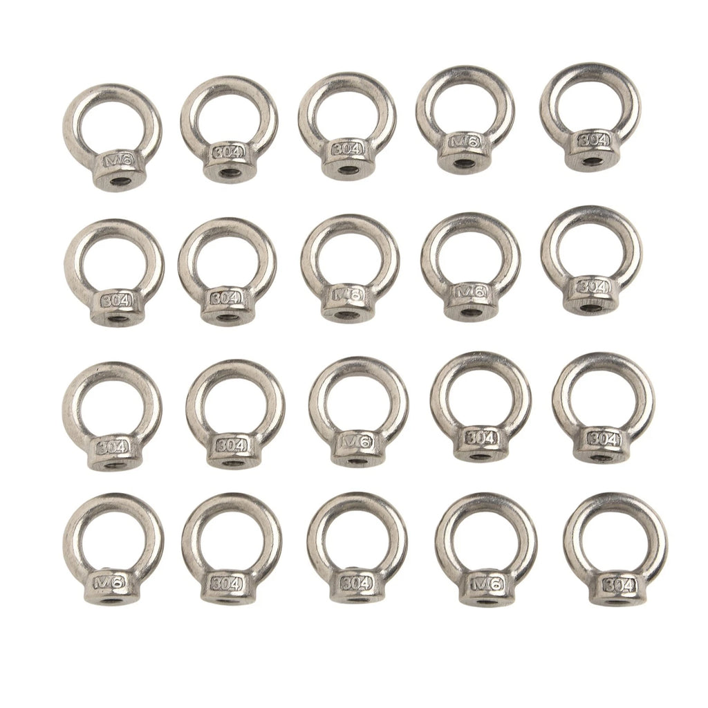 M6 Lifting Eye Nuts Set of 20 in 304 Stainless Steel for Industrial Use