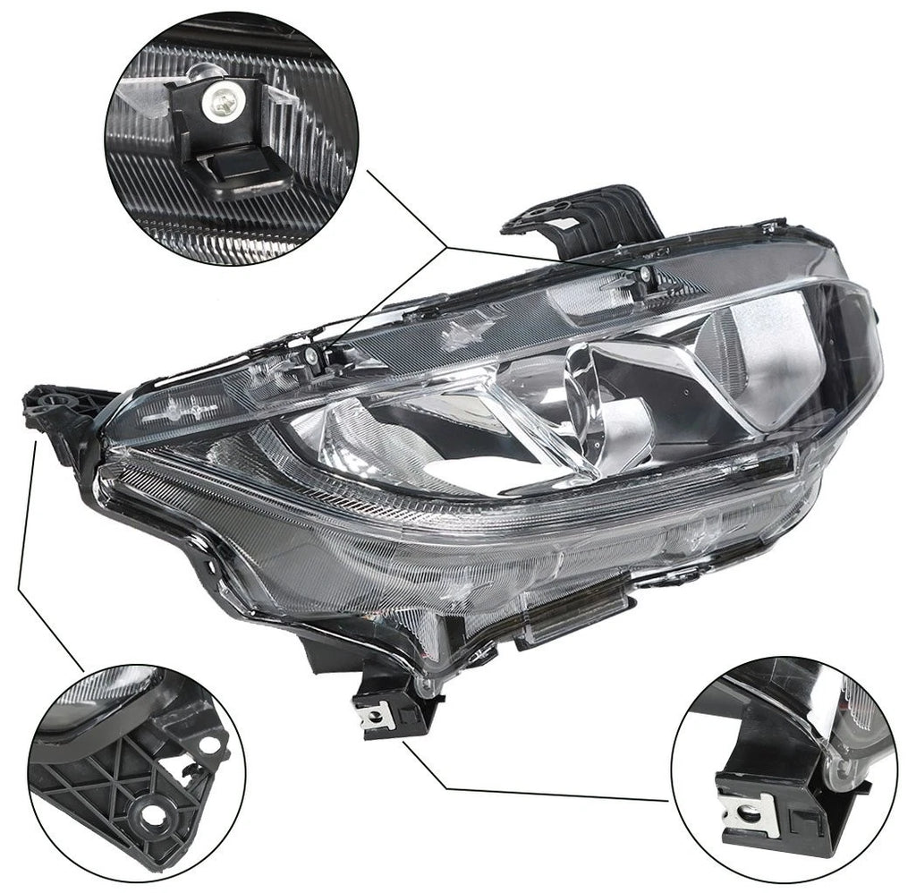 Halogen Projector Headlight for Honda Civic (2016–2018) Right Side
