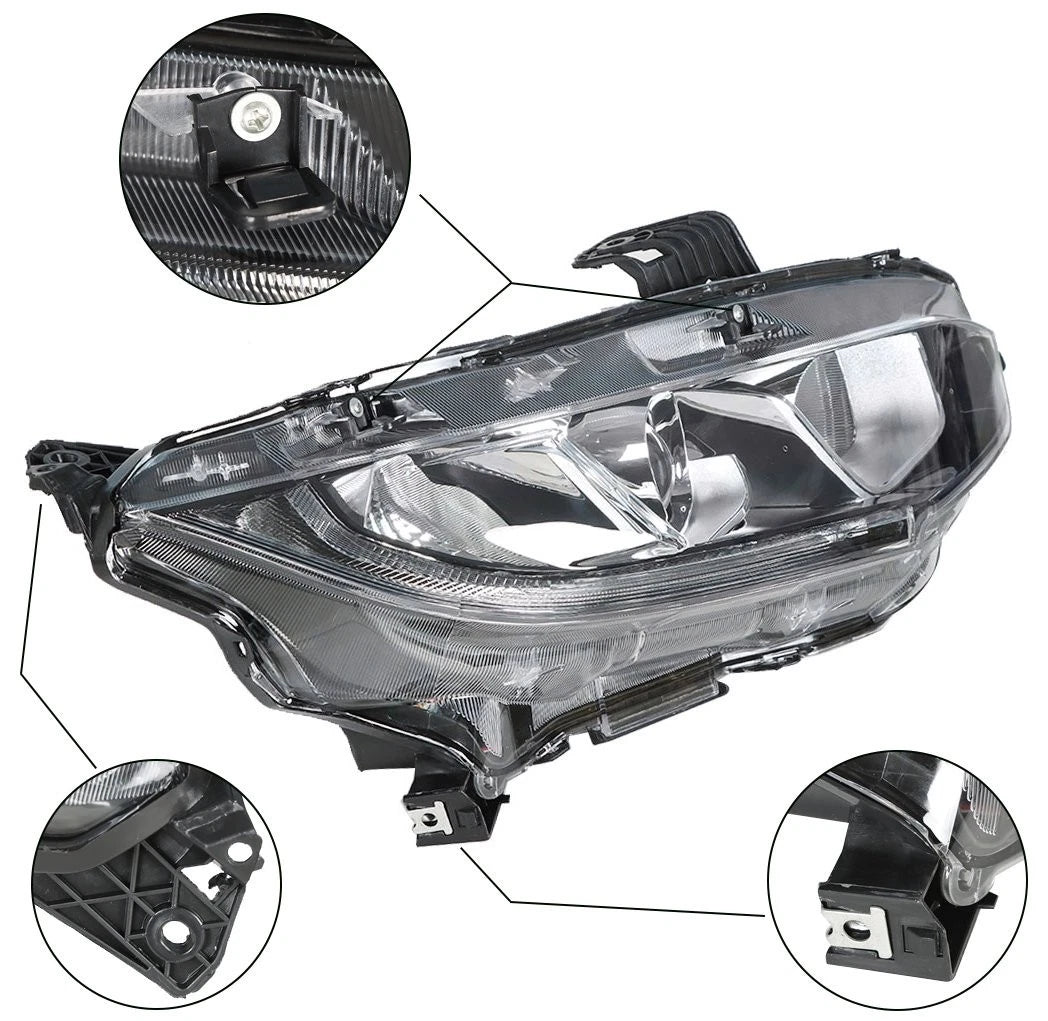 Halogen Projector Headlight for Honda Civic (2016–2018) Right Side