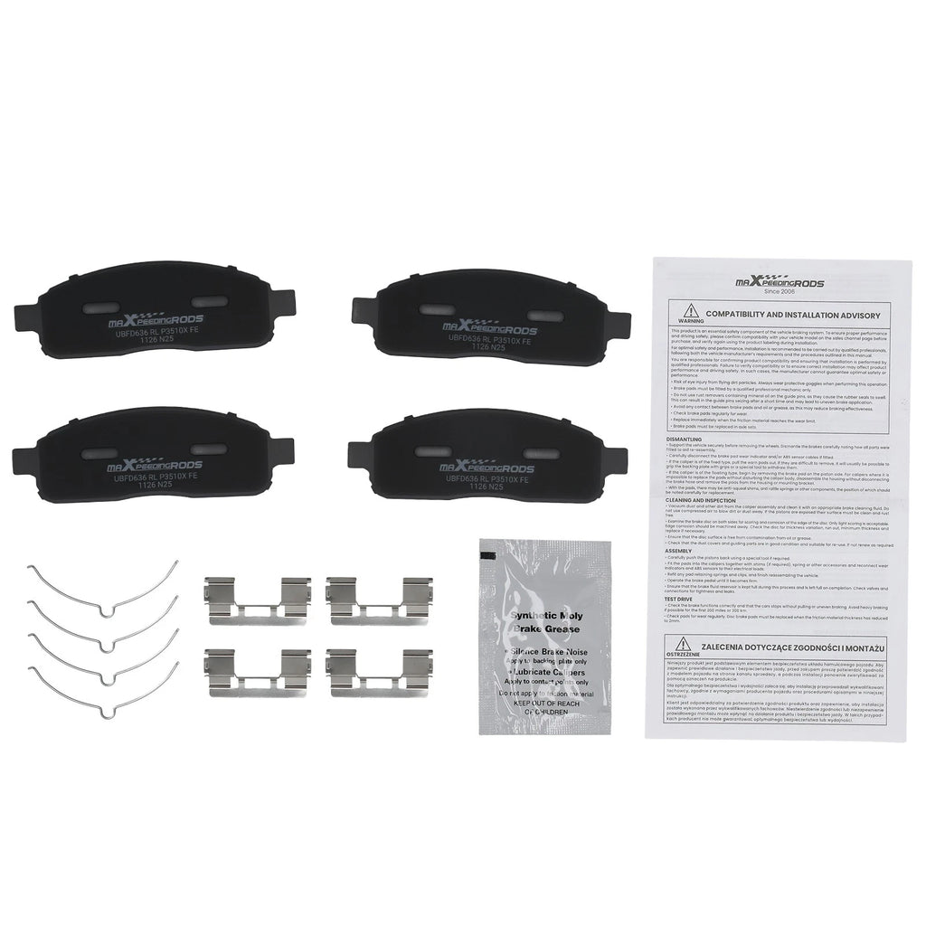 Set of 4 Front Brake Pads for Ford F-150 Heritage (2004) Lincoln Mark LT (2006–2008)