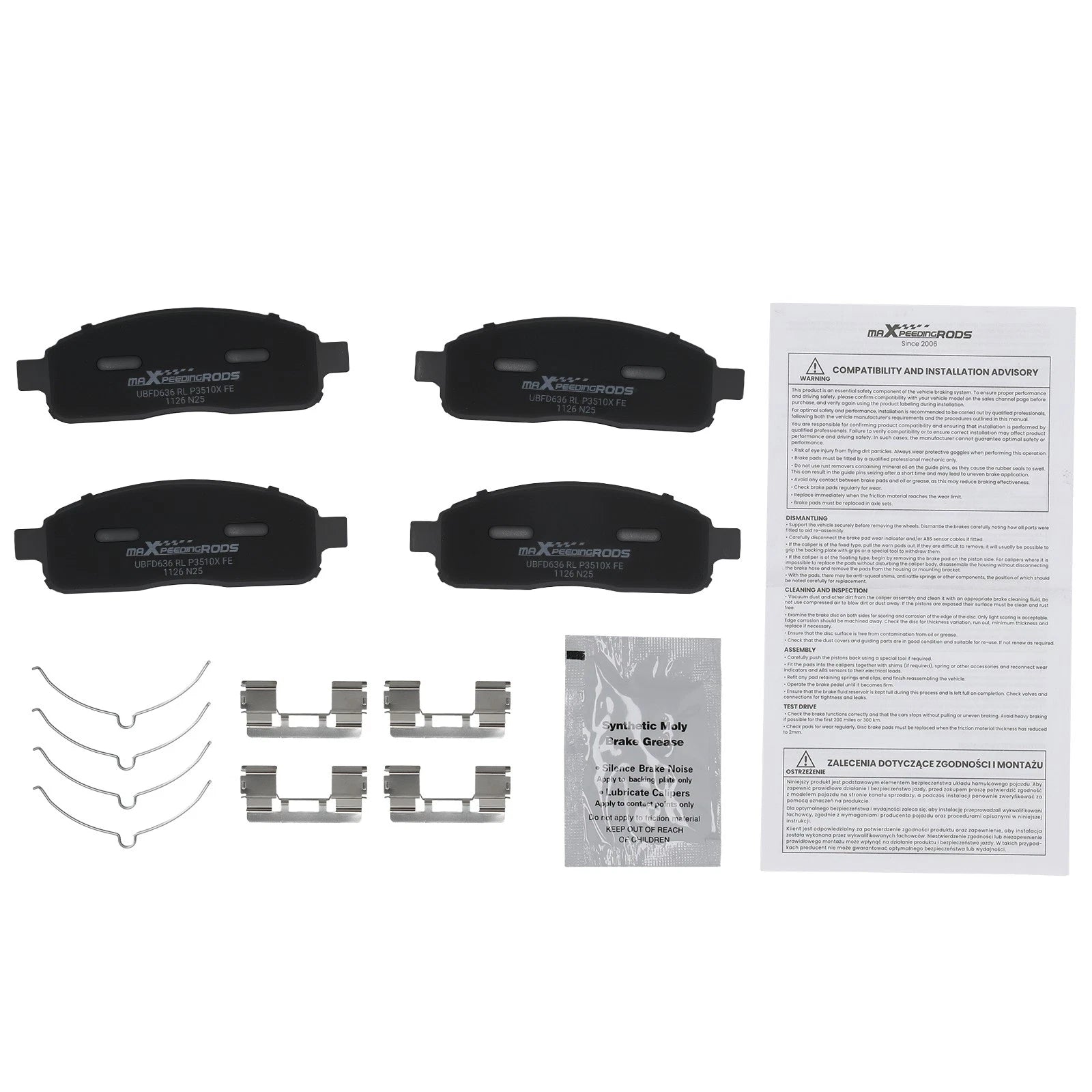 Set of 4 Front Brake Pads for Ford F-150 Heritage (2004) Lincoln Mark LT (2006–2008)