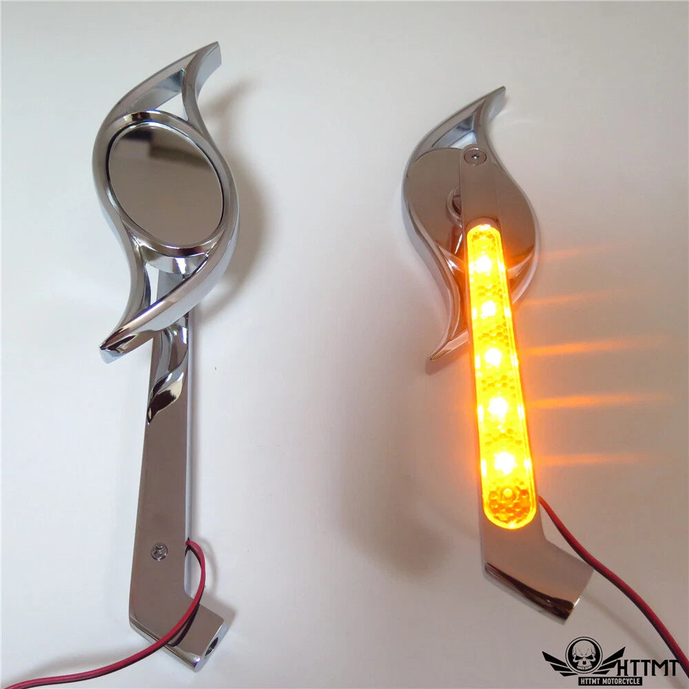 Chrome Wisdom Eye Set Side Mirrors with LED Turn Signal for Honda CBR 600 1000RR 954R