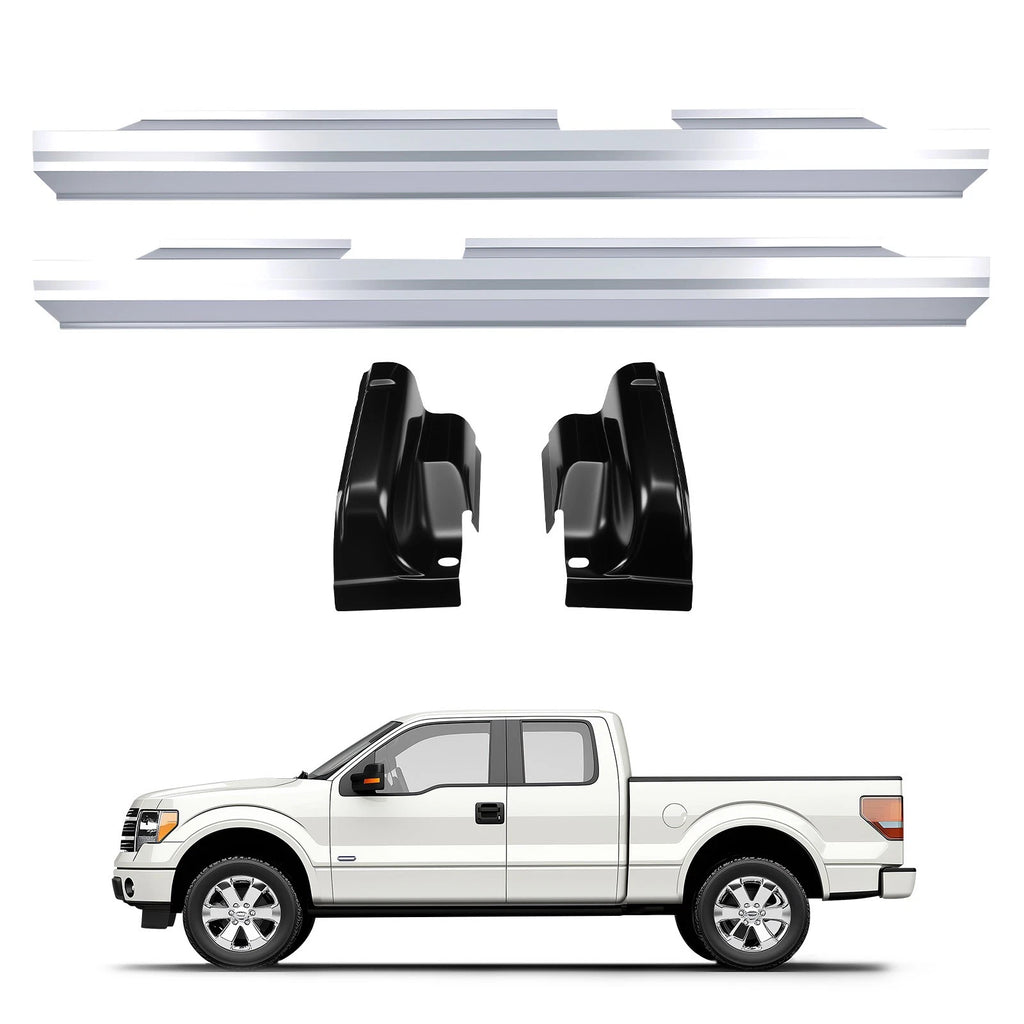 Set of 4 Outer Rocker Panels & Cab Corners for Ford F-150 (2009–2014)