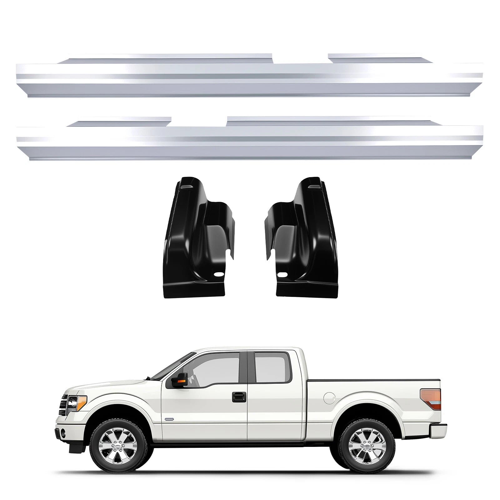 Set of 4 Outer Rocker Panels & Cab Corners for Ford F-150 (2009–2014)