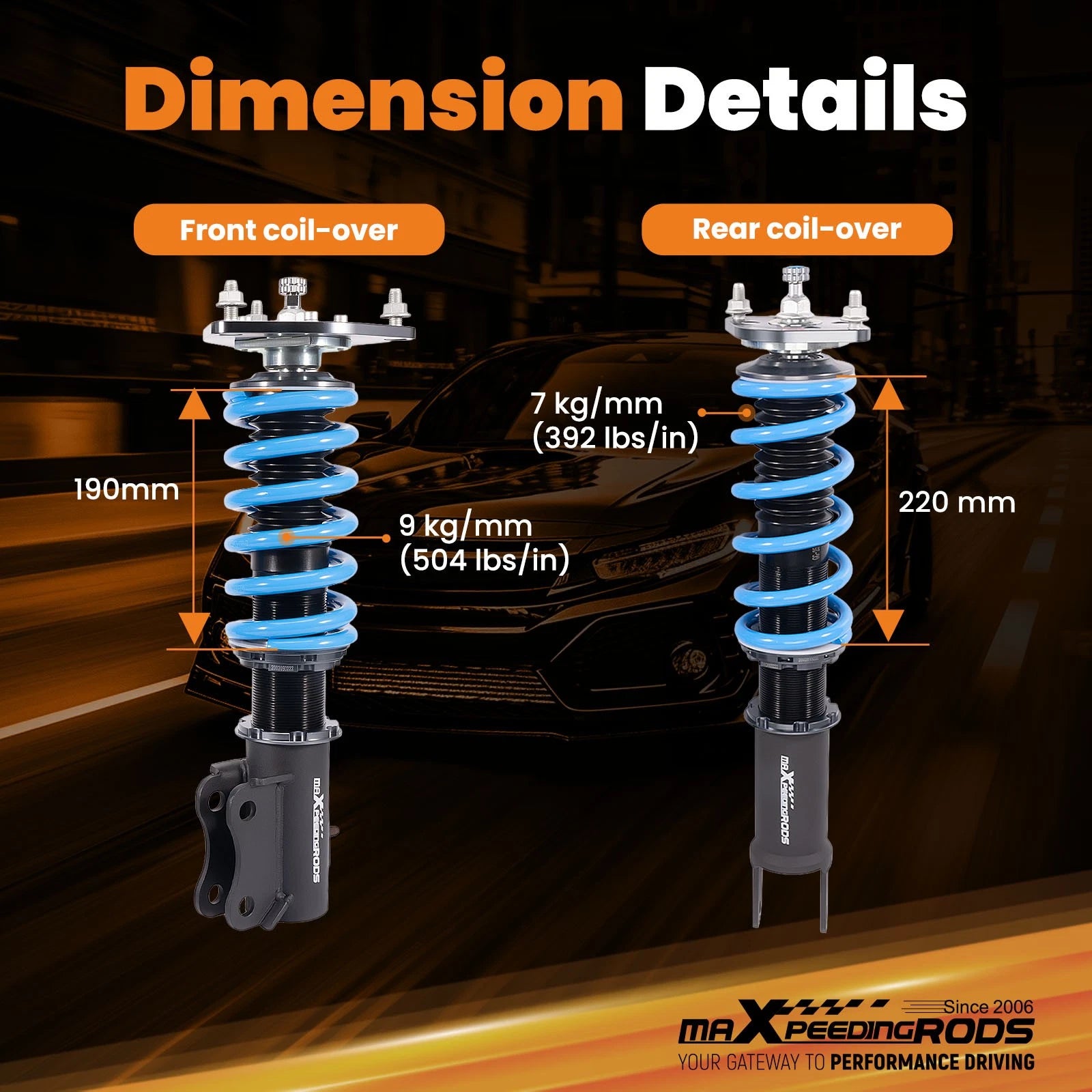Coilovers Suspension Kit for Mitsubishi Lancer EVO 7 8 9 (2001–2006)