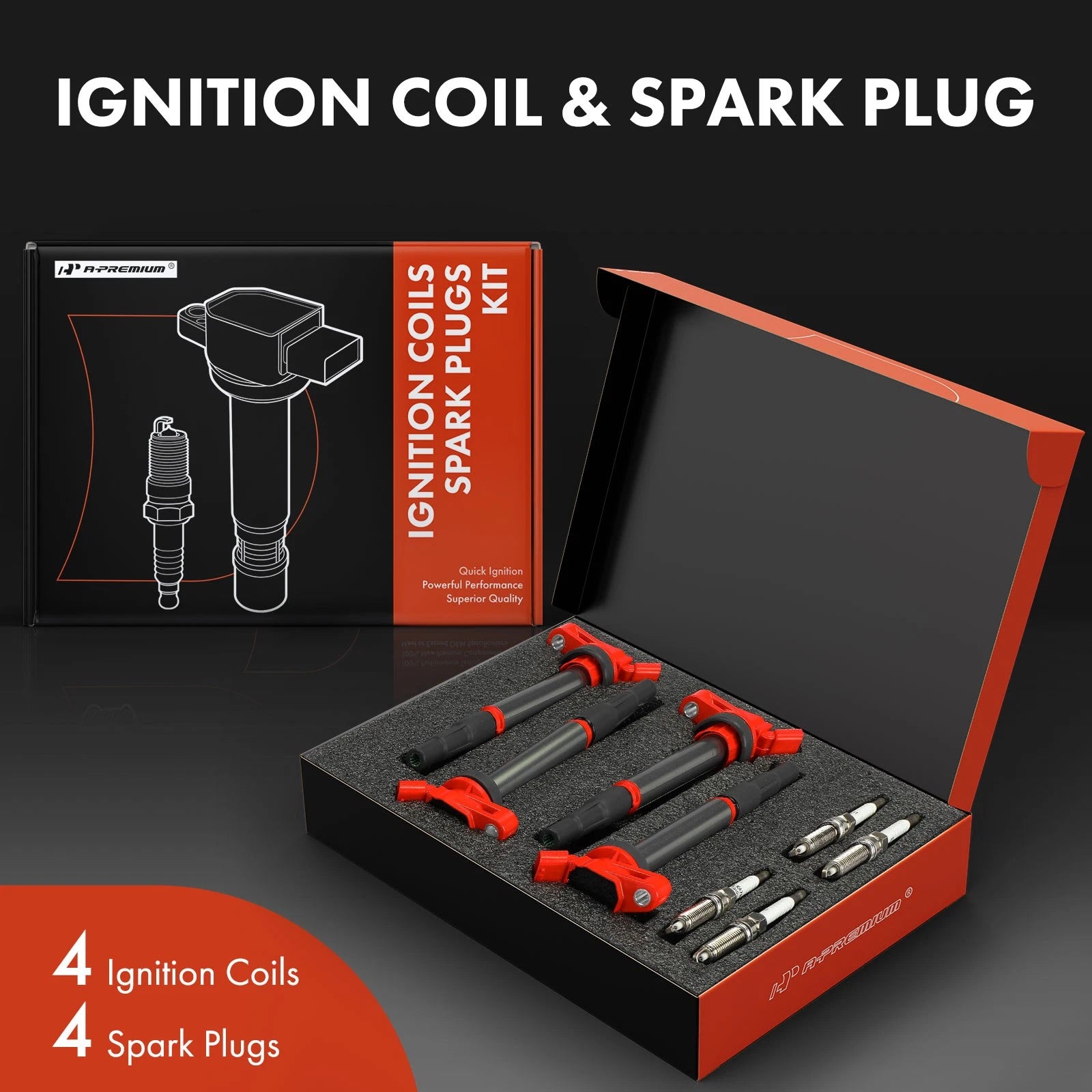 4x Ignition Coil & 4x Spark Plug for Toyota Corolla (2011-2013)